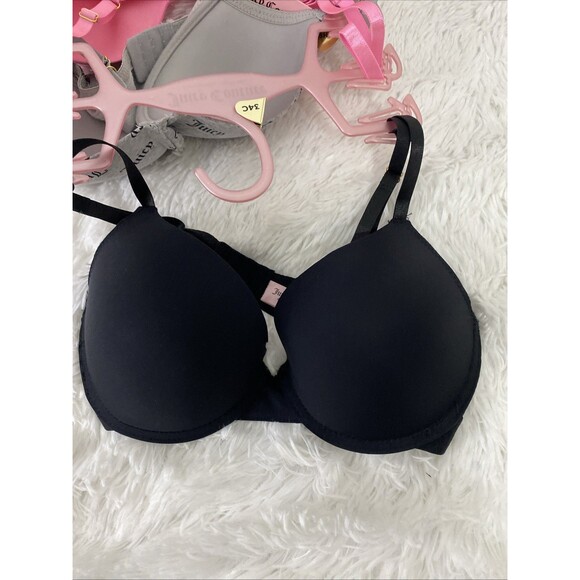 Juicy Couture Push Up Bra 34C 3 Pack Sleek & Smooth Underwire Grey Pink Black - Picture 9 of 11